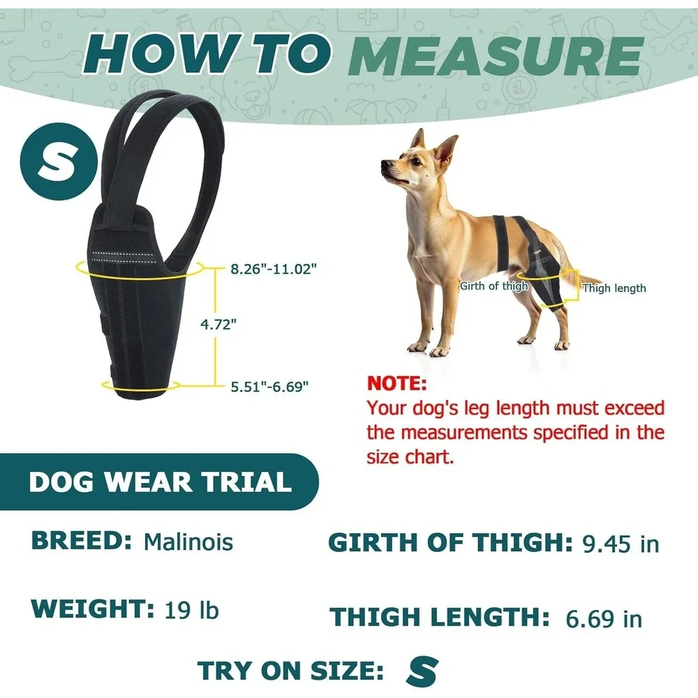 Small Dog Leg Brace Right Hind ACL‎ Support w/ 2 Metal Stabilizers